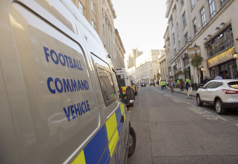 Police football riot van