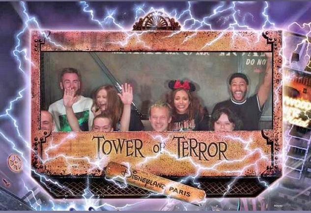 Jade Thirlwall on the Tower Of Terror at Disneylan