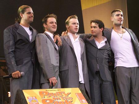 Boyzone performing at Hyde Park in July 1999.