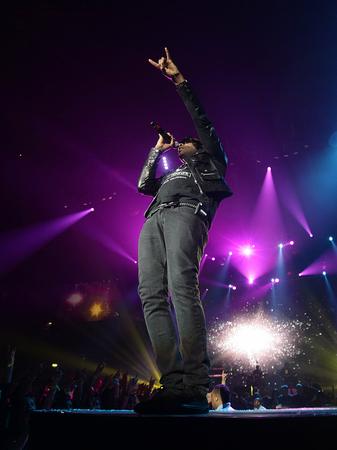 Taio Cruz on stage at the Jingle Bell Ball