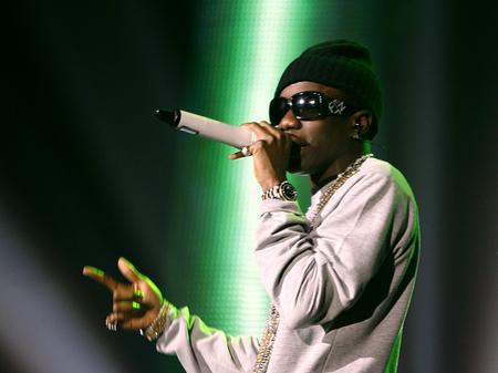 Tinchy Stryder on stage at the Jingle Bell Ball