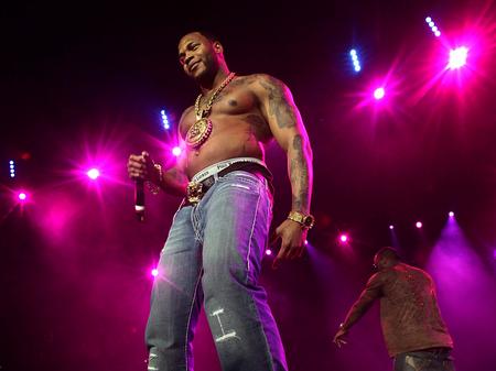 Flo Rida on stage at the Jingle Bell Ball