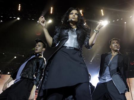 Janet Jackson on stage at the Jingle Bell Ball