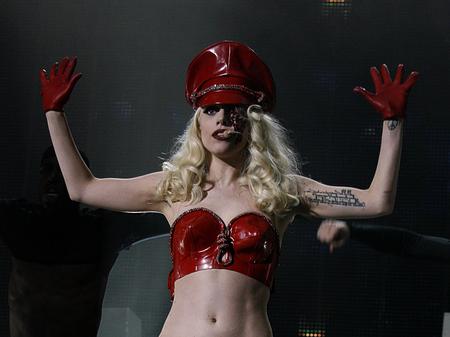 Lady Gaga on stage at the Jingle Bell Ball