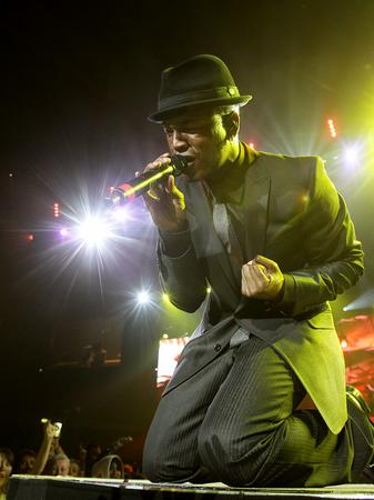 Ne-yo on stage at the Jingle Bell Ball