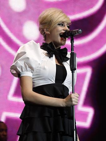Pixie Lott on stage at the Jingle Bell Ball