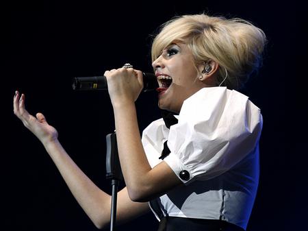 Pixie Lott on stage at the Jingle Bell Ball