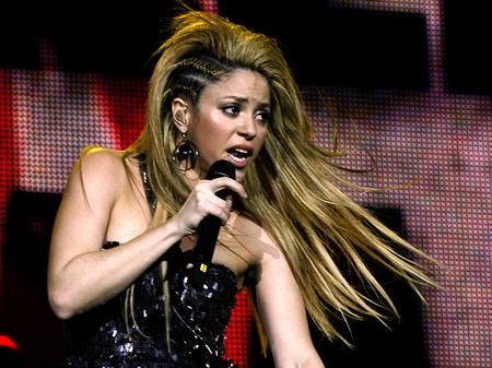 Shakira on stage at the Jingle Bell Ball