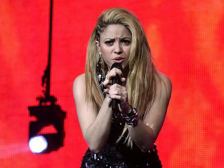 Shakira on stage at the Jingle Bell Ball