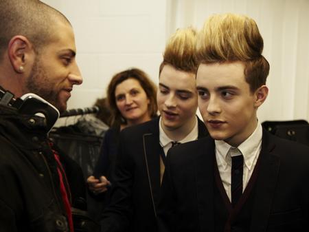 Backstage at the Jedward video shoot