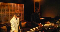 Justin Bieber and Kanye West in the studio