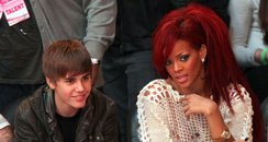 Justin Bieber and Rihanna at The NBA All-Star Game