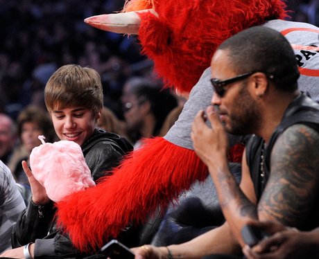 justin beiber at the The NBA All-Star Game