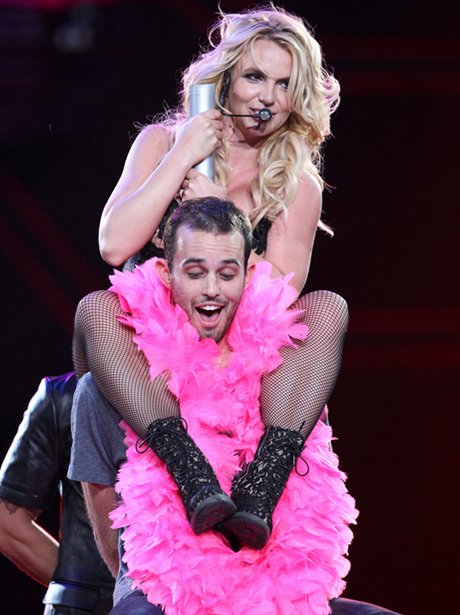 Britney with fan on stage