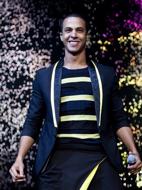 JLS' Marvin on stage at Alton Towers gig