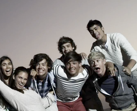One Direction in a still from the video for 'What Makes You Beautiful'