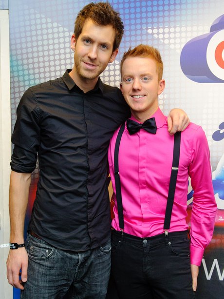 Calvin Harris and James Barr backstage at the 2011