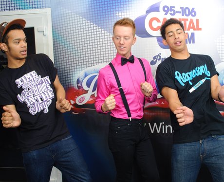 Rizzle Kicks with James Barr backstage at the 2011 Jingle Bell Ball