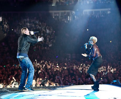 Emeli Sande and Professor Green at the 2011 Jingle Bell Ball in London's O2 Arena