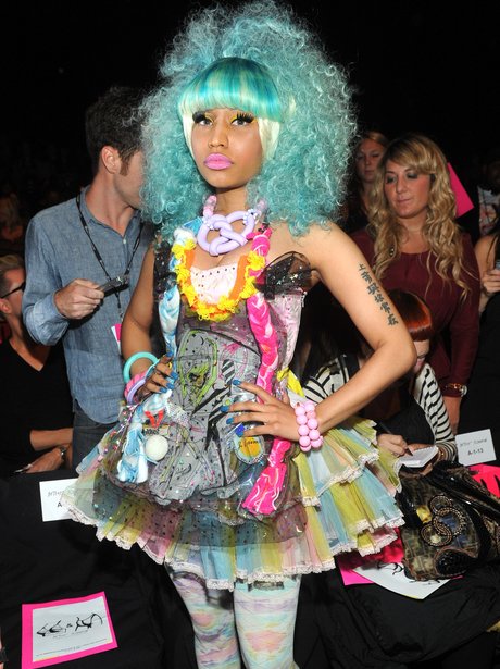 Nicki Minaj wears blue wig at Betsey Johnson Spring 2011 fashion show