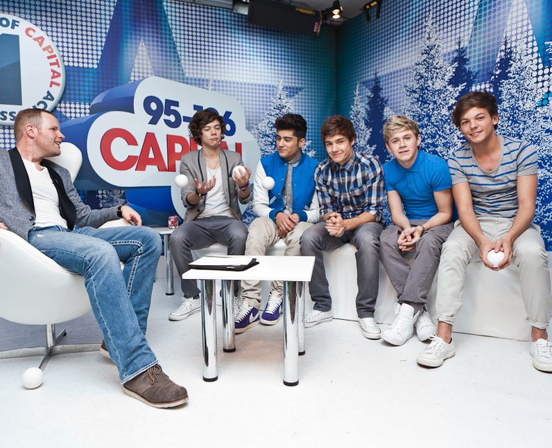 One Direction and Roberto backstage at the 2011 Jingle Bell Ball