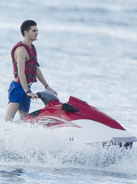 Tom Parker from The Wanted on a jet ski
