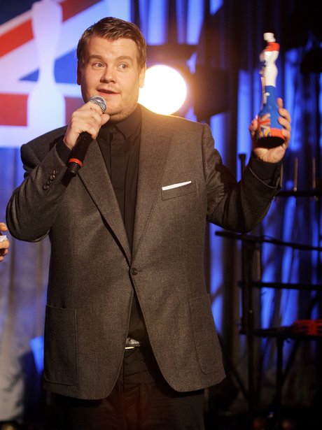 James Corden on stage at the 2012 BRIT awards nominations