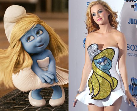 Katy Perry playing Smurfette