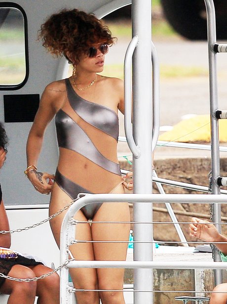 Rihanna on a boat in Hawaii