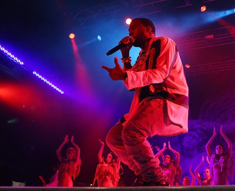Kanye West performs live.