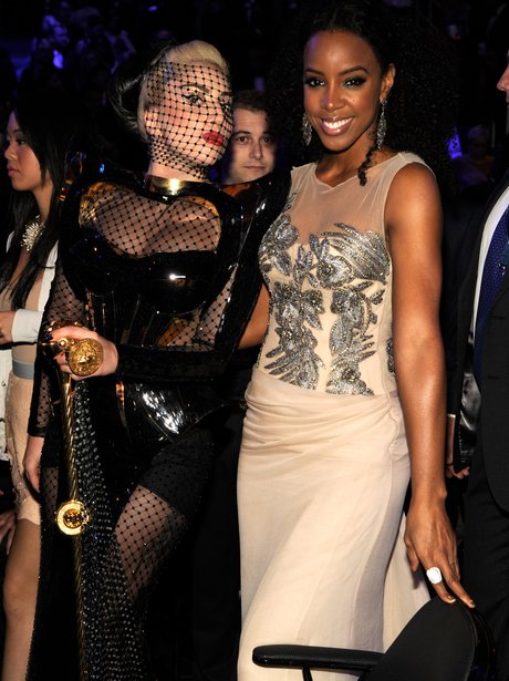 Lady Gaga and Kelly Rowland at the Grammy Awards