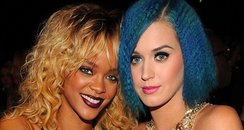 Rihanna and Katy perry hang out at grammy awards