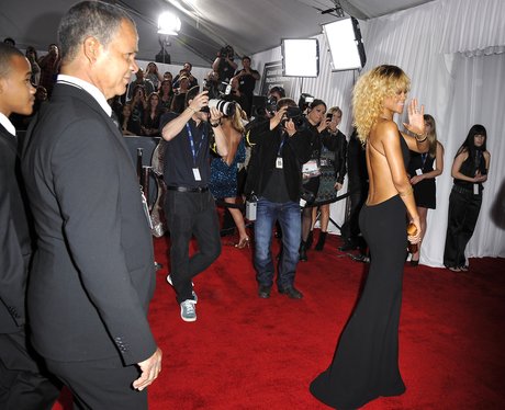 Rihanna on the red carpet at the Grammy Awards 201
