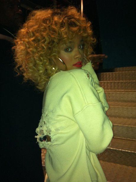 Rihanna with new blonde hair