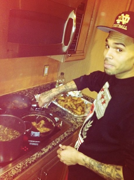 Chris Brown cooking food