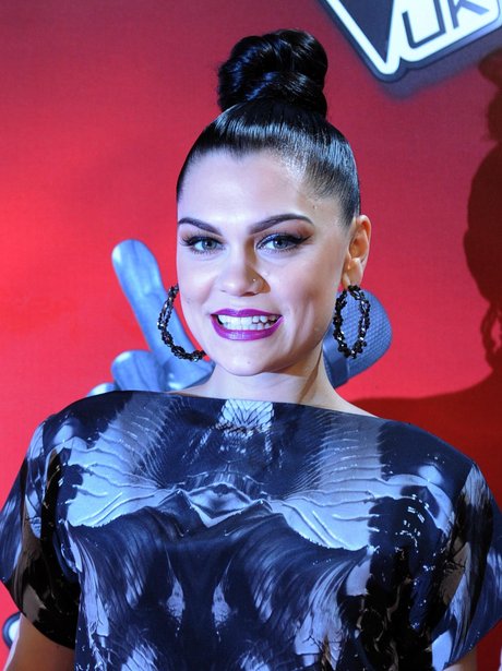 Jessie J wearing her hair in a bun at The Voice