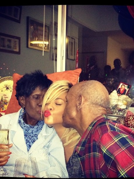 Rihanna with her grandparents