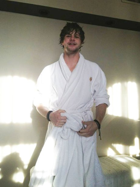 The Wanteds Jay Mcguiness In A Robe After A Band Photoshoot Twit Pix 