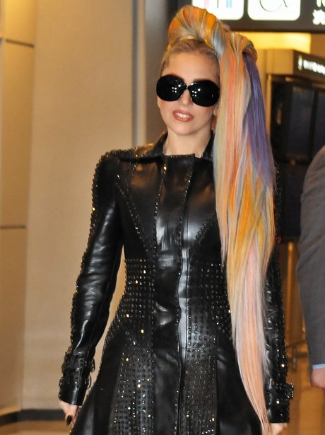 Lady Gaga with multi coloured hair