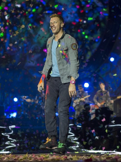 Coldplay's Chris Martin smiles to fans as fake butterflies flutter from ...