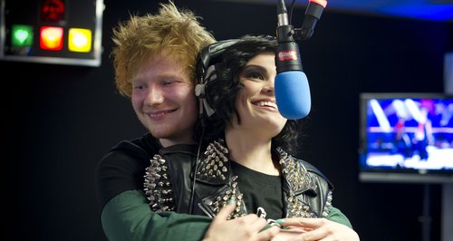 Ed Sheeran and Jessie J backstage at the Summertim