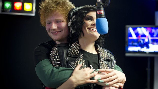 Ed Sheeran and Jessie J backstage at the Summertim