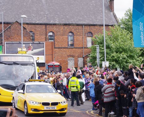 Crowd look forward to seeing the torch