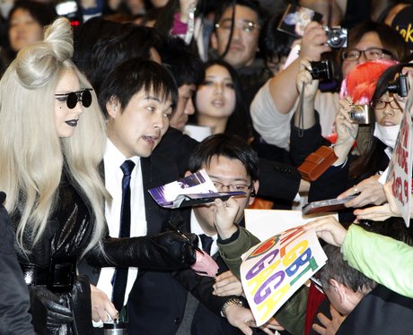 Lady Gaga with fans