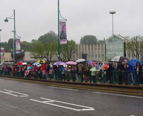 Stockport crowd wait for Olympic Torch