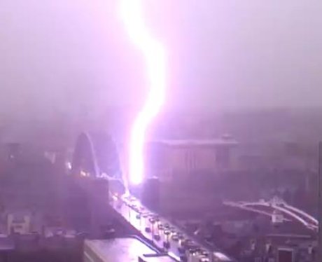 The Tyne Bridge was Struck by lightening