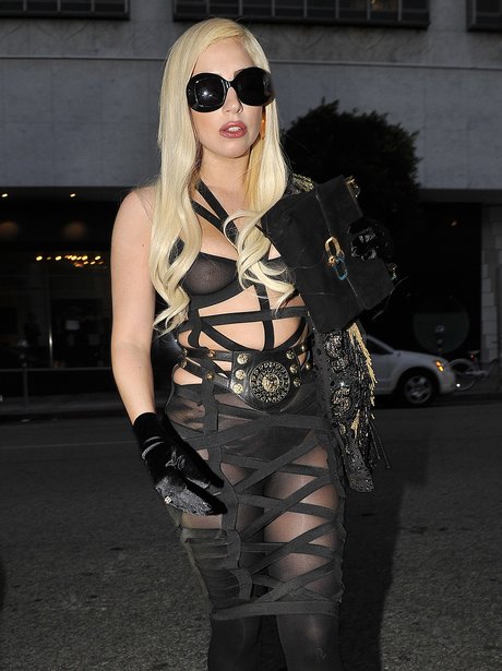 Lady Gaga in a Bondage Dress