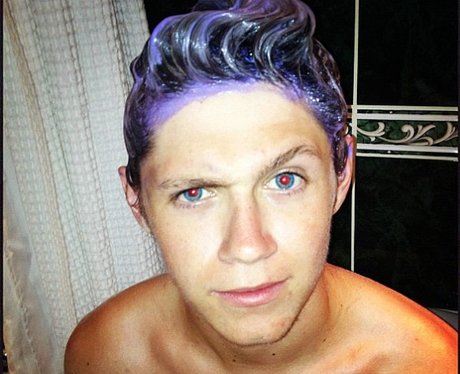 Niall Horan with purple hair