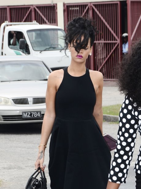RIhanna Arrives at her Grandmother's Funeral