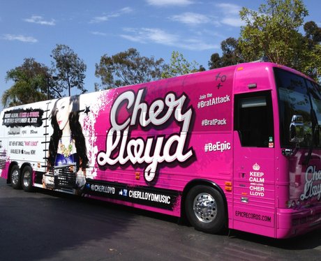who has a pink tour bus